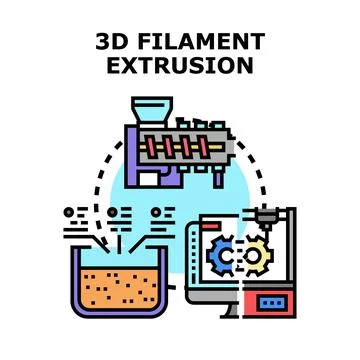 3d filament extrusion manufacturing process producing material Stock Illustration
