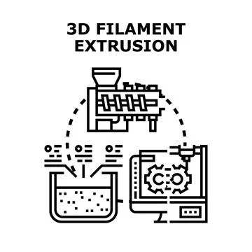 3d filament extrusion manufacturing process producing material Stock Illustration