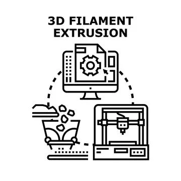 3d filament extrusion process with digital design イラスト素材