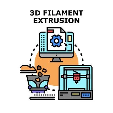 3d filament extrusion process with digital design Stock Illustration