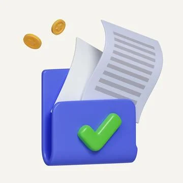 3D file check folder data isolated on white background. 3d rendering Stock Illustration