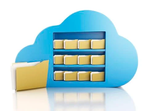 3d file storage in cloud. cloud computing concept. 스톡 일러스트