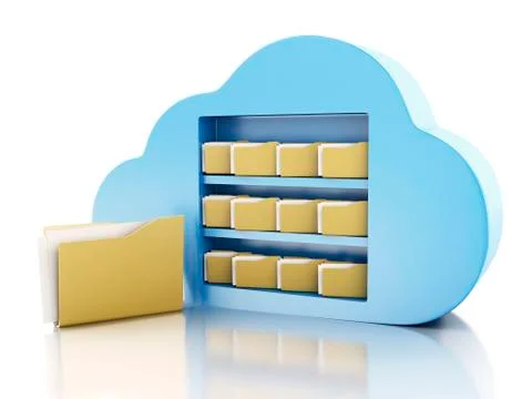 3d file storage in cloud. cloud computing concept. Stock Illustration