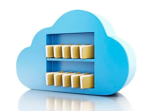 3d file storage in cloud. cloud computing concept. Stock Illustration