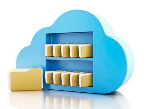 3d file storage in cloud. cloud computing concept. Stock Illustration