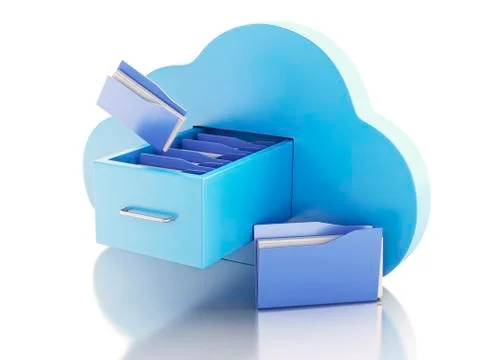 3d file storage in cloud. cloud computing concept. Stock Illustration