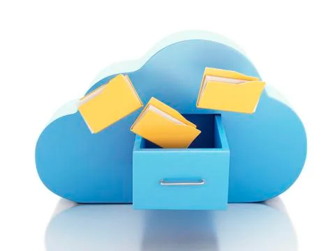3d file storage in cloud. cloud computing concept. Stock Illustration