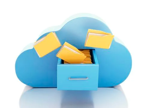 3d file storage in cloud. cloud computing concept. Stock Illustration