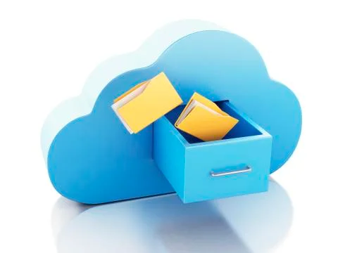 3d file storage in cloud. cloud computing concept. Stock Illustration