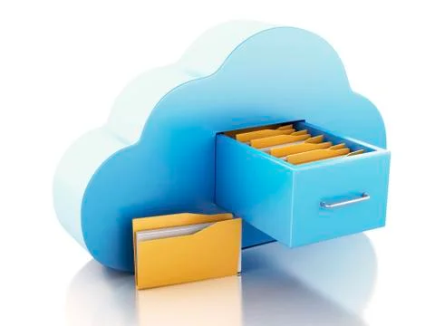 3d file storage in cloud. cloud computing concept. Stock Illustration