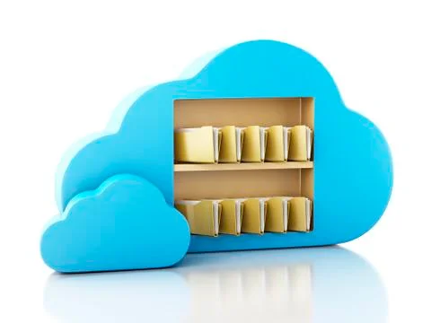 3d file storage in cloud. cloud computing concept. Stock Illustration