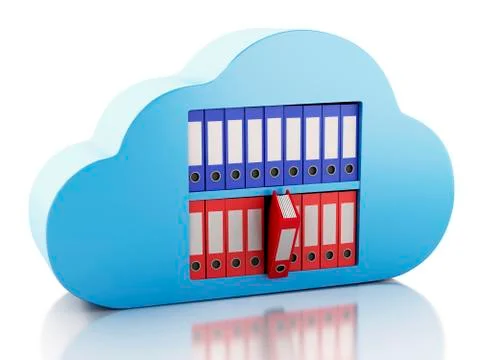 3d file storage in cloud. cloud computing concept. Stock Illustration