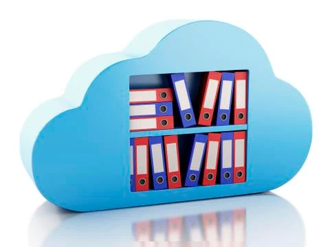 3d file storage in cloud. cloud computing concept. Stock Illustration
