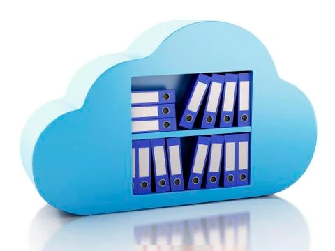 3d file storage in cloud. cloud computing concept. 스톡 일러스트
