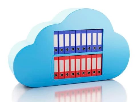 3d file storage in cloud. cloud computing concept. 스톡 일러스트
