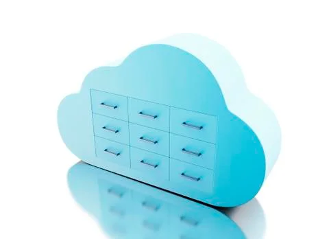 3d File storage in cloud. Cloud computing concept. Stock Illustration