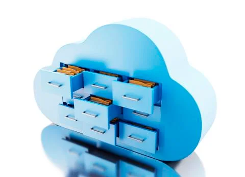 3d File storage in cloud. Cloud computing concept. Stock Illustration