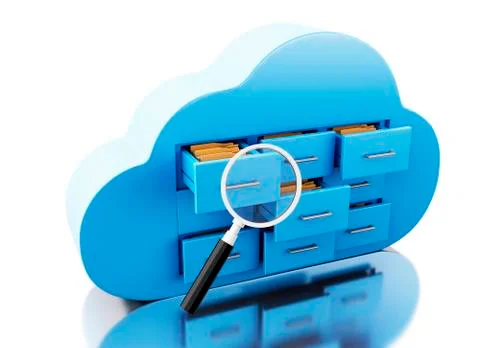 3d File storage in cloud. Cloud computing concept. Stock Illustration