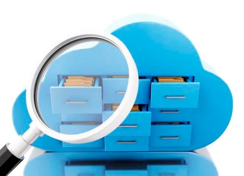 3d File storage in cloud. Cloud computing concept. Stock Illustration