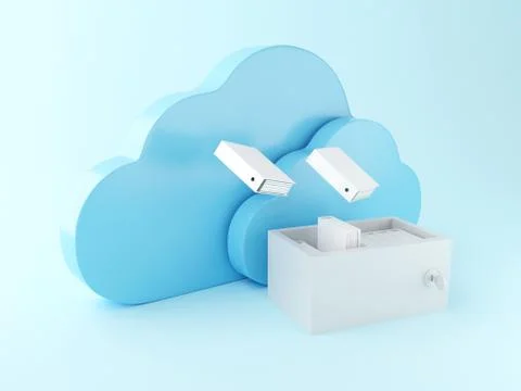 3d File storage in cloud. Cloud computing concept Stock Illustration