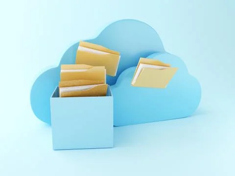3d File storage in cloud. Cloud computing concept Stock Illustration