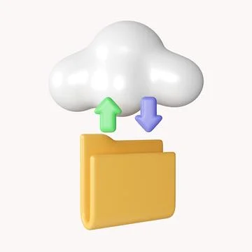 3d File storage in cloud. icon isolated on white background. 3d rendering Stock Illustration