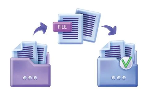 3D file transfer, vector data backup, computer document folder, digital safe Stock Illustration