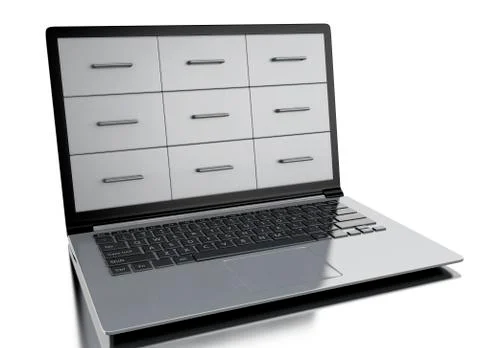 3d Files cabinets in laptop Stock Illustration