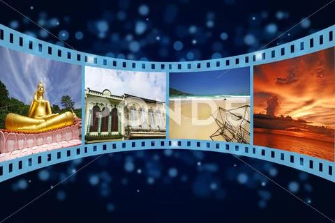 3d film strip with nice pictures Stock Illustration