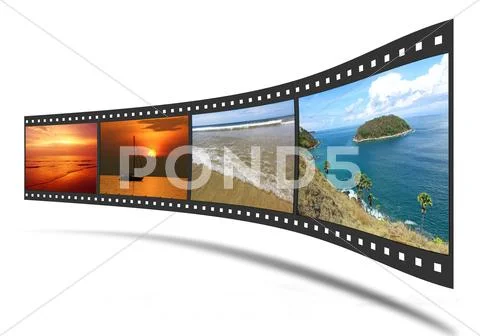 3d film strip with nice pictures Stock Illustration