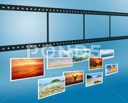 3d film strip with nicel pictures Stock Illustration