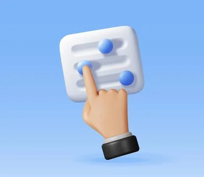 3D filter button and hand 스톡 일러스트