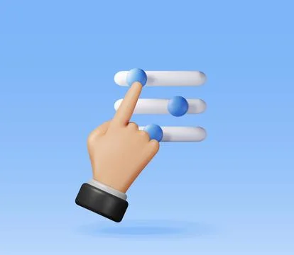 3D filter button and hand Stock Illustration