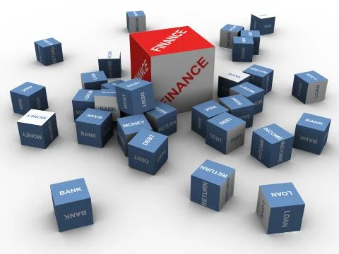 3d finance word textboxes Illustrazione stock