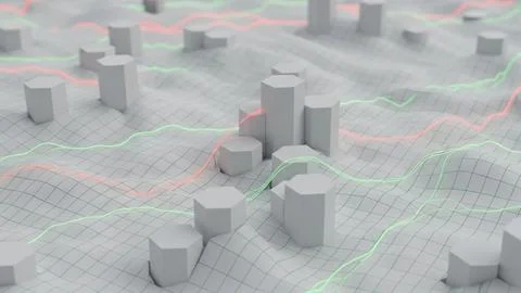 3d financial data visualization イラスト素材