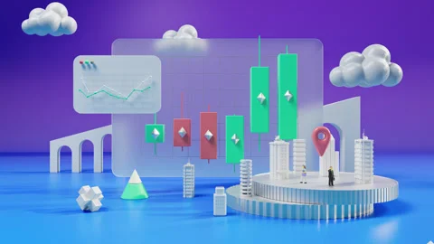 3D Financial Data Visualization with Stock Market Candlestick Chart Stock-Footage 329019516