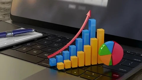 3D financial graphs and chart, business growth, company statistics, success Stock Footage 69211552