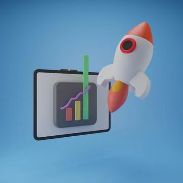 3D Financial report chart. Data analysis for business startup concept. 3d render Stock Illustration