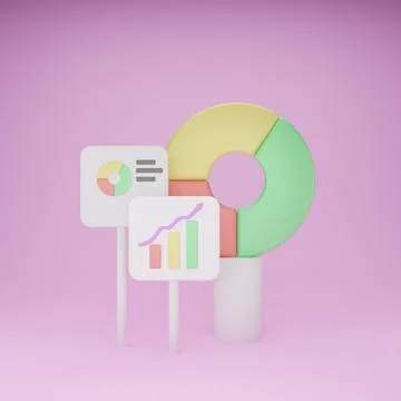 3D Financial report chart. Data analysis for business concept. 3d render Stock Photos