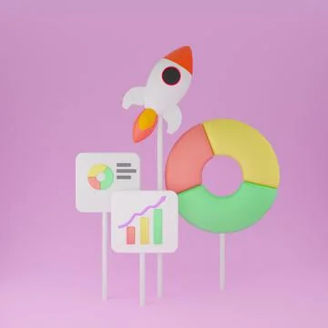 3D Financial report chart. Data analysis for business startup concept. 3d render Stock Photos