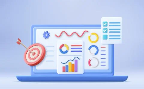 3d Financial report chart, Stock Illustration