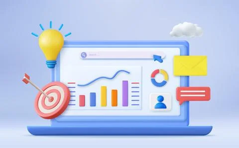 3d Financial report chart, Stock Illustration
