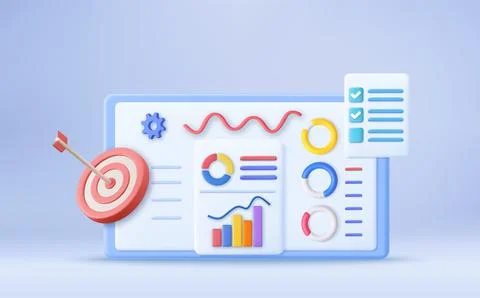 3d Financial report chart, Illustrazione stock