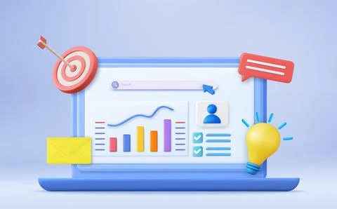 3d Financial report chart, Illustrazione stock