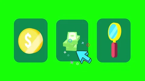 3D Financial Stack of Money Icon Selection Animation On Green Screen Stock Footage 303257928