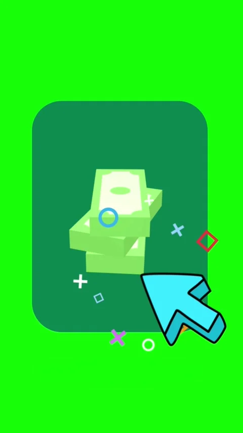 3D Financial Stack of Money Icon Selection Animation Vertical Green Screen Stock Footage 303257932