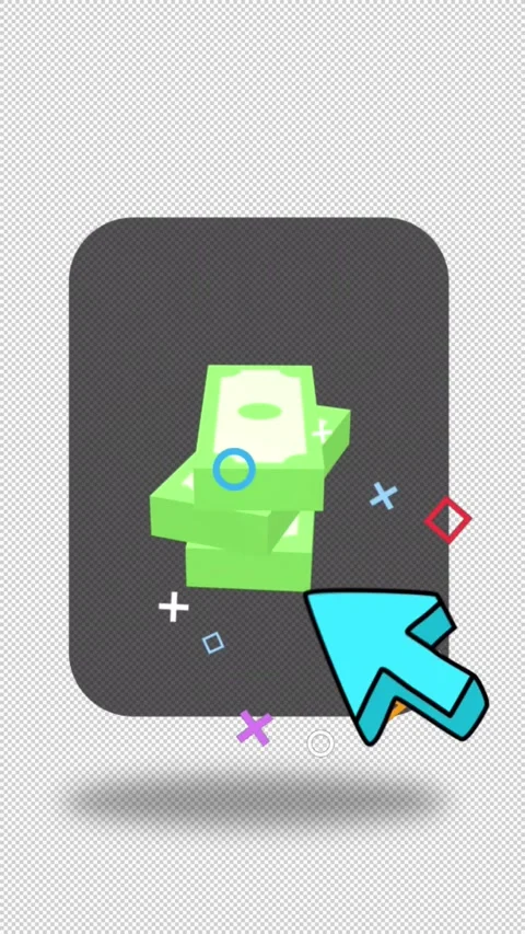 3D Financial Stack of Money Icon Selection Animation Vertical Alpha Stock Footage 303257943