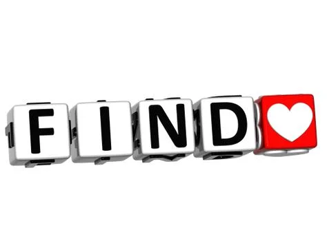 3d find button click here block text Illustrazione stock