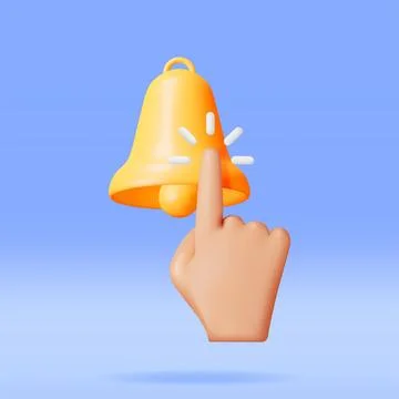 3D Finger Click the Bell Subscribe Icon Illustrazione stock