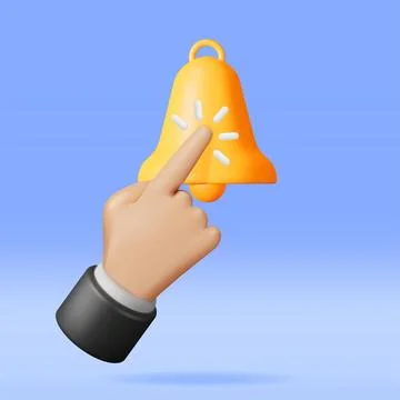 3D Finger Click the Bell Subscribe Icon Illustrazione stock